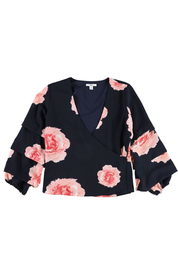 Womens Puffed Sleeve Pullover Blouse, Blue, X-Large