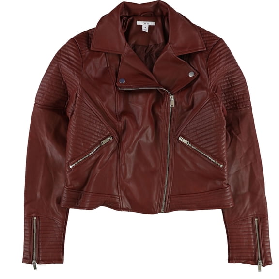 bar III Womens Quilted Moto Jacket, Red, Large