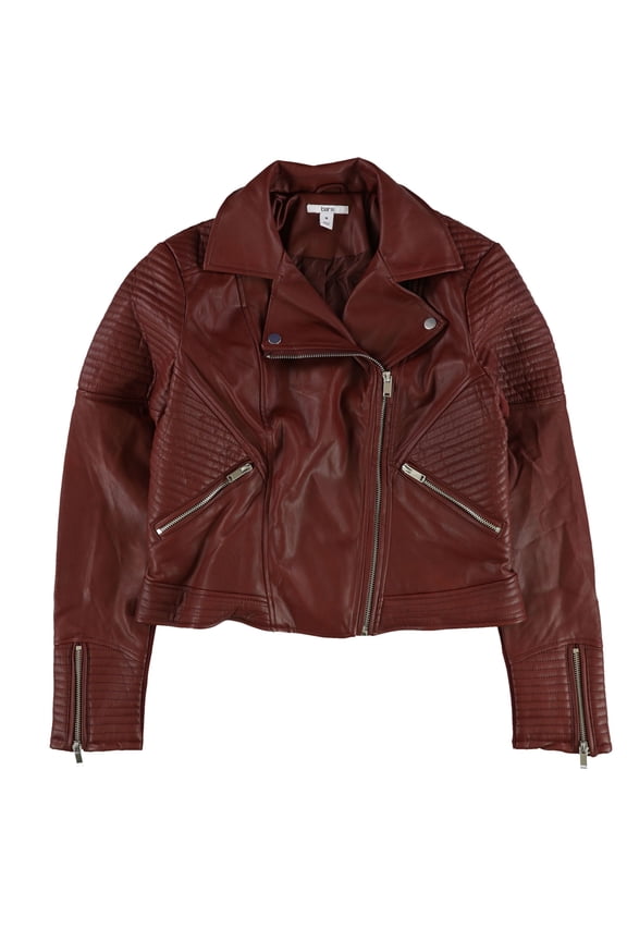 Womens Quilted Moto Jacket, Red, X-Small