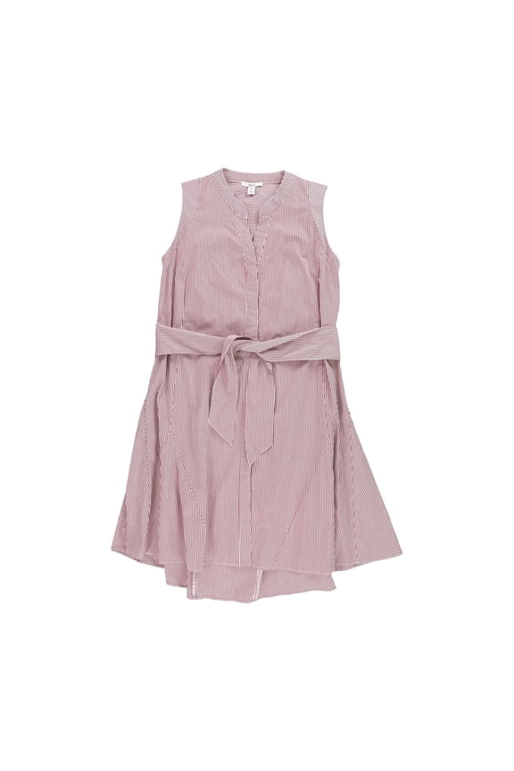 Womens Red Belted Mini Shirt Dress, Red, Medium