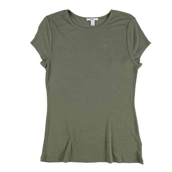 bar III Womens Ribbed Basic T-Shirt, Green, Medium