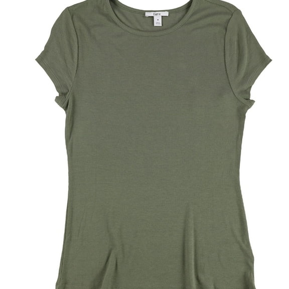 bar III Womens Ribbed Basic T-Shirt, Green, Small
