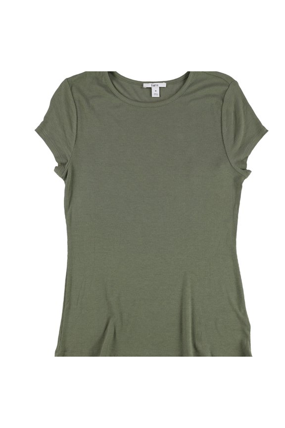 Womens Ribbed Basic T-Shirt, Green, Small