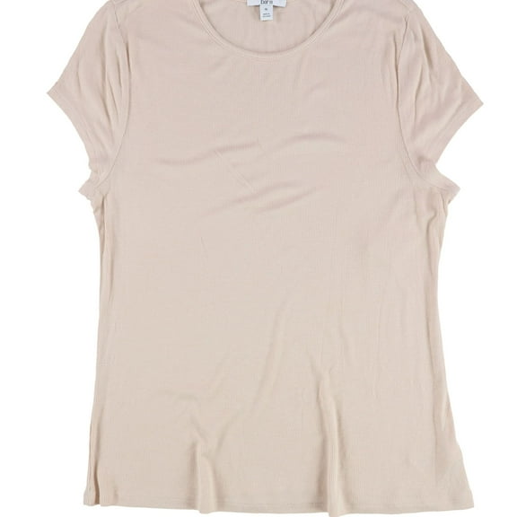 bar III Womens Ribbed Basic T-Shirt, Pink, Large
