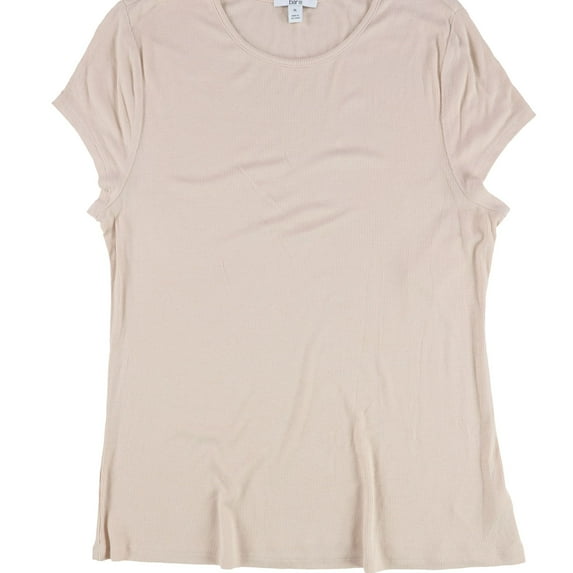 bar III Womens Ribbed Basic T-Shirt, Pink, Large