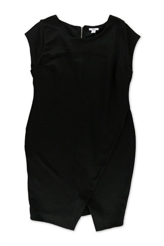 Womens Ribbed Envelope Sheath Dress, Black, Medium