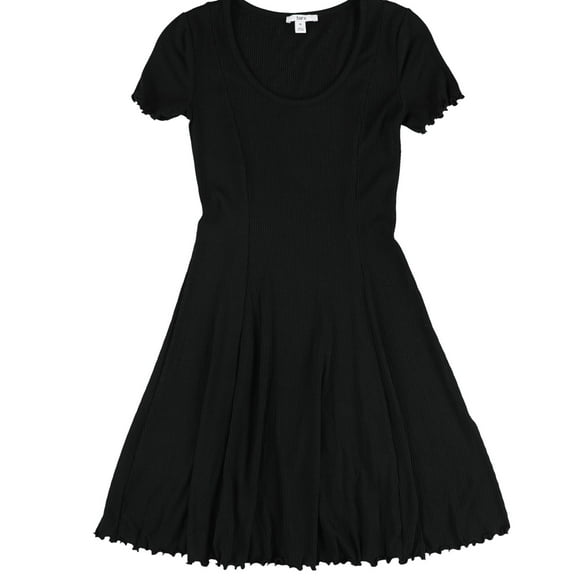 bar III Womens Ribbed Fit & Flare Dress, Black, Large