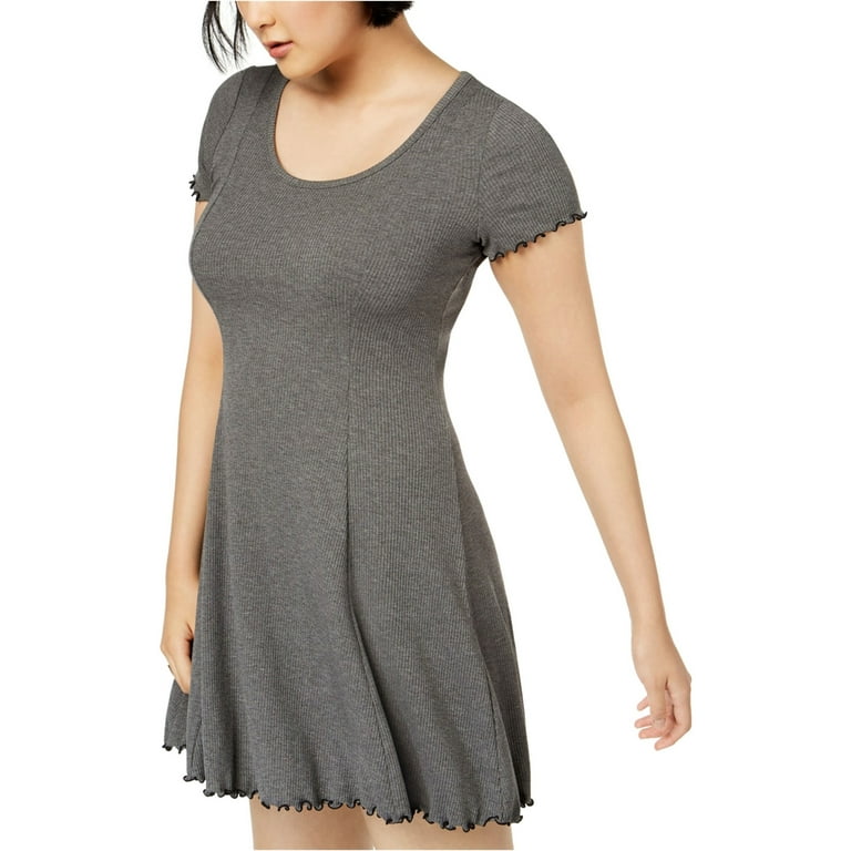 bar III Womens Ribbed Fit Flare Dress Grey Small Walmart