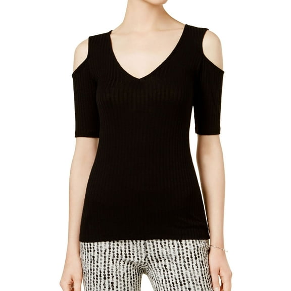 bar III Womens Ribbed Knit Blouse, Black, X-Small