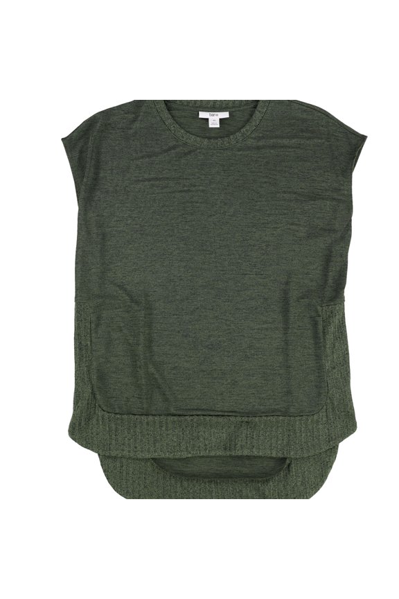 Womens Ribbed Trim Pullover Sweater, Green, Medium