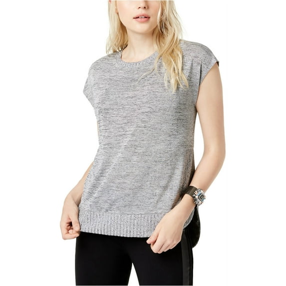 bar III Womens Ribbed Trim Pullover Sweater, Grey, X-Large