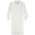 thumbnail image 1 of bar III Womens Ruched Tunic Blouse, Off White, Large, 1 of 2