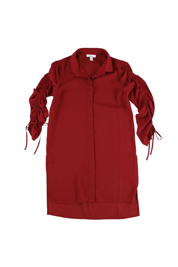 Womens Ruched Tunic Blouse, Red, Small