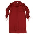 thumbnail image 1 of bar III Womens Ruched Tunic Blouse, Red, X-Small, 1 of 2