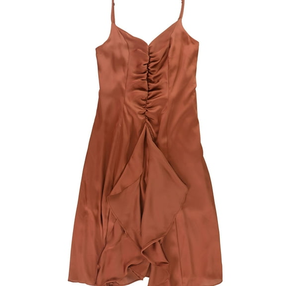 bar III Womens Ruffle-Front A-line Dress, Brown, X-Large