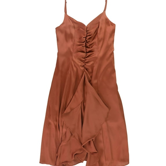 bar III Womens Ruffle-Front A-line Dress, Brown, X-Large