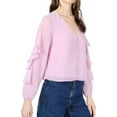 thumbnail image 1 of bar III Womens Ruffle Sleeve Button Down Blouse, Pink, XX-Large, 1 of 1
