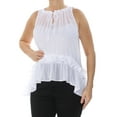 thumbnail image 1 of bar III Womens Ruffled Knit Blouse, White, Medium, 1 of 2