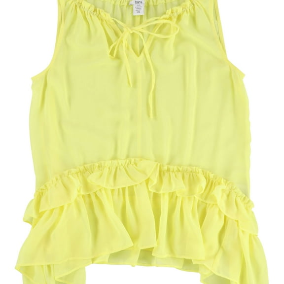 bar III Womens Ruffled Knit Blouse, Yellow, Medium