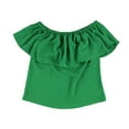 thumbnail image 1 of bar III Womens Ruffled Off the Shoulder Blouse, Green, Medium, 1 of 2
