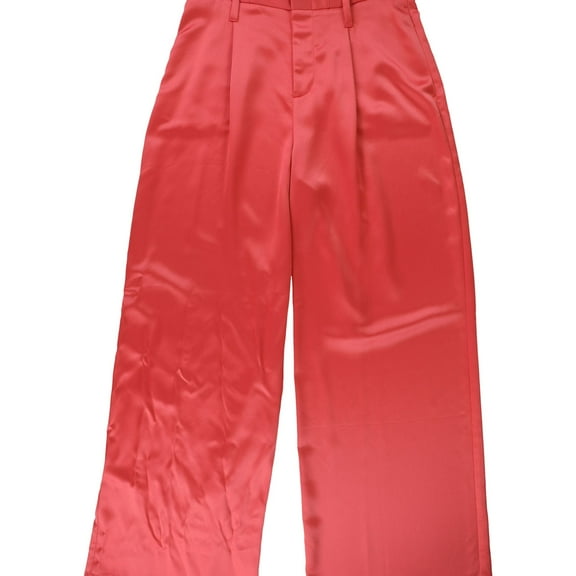 bar III Womens Satin Casual Wide Leg Pants, Red, 6