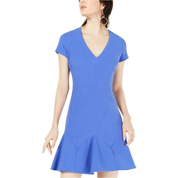 bar III Womens Seam-Detail Fit & Flare Dress, Blue, 12