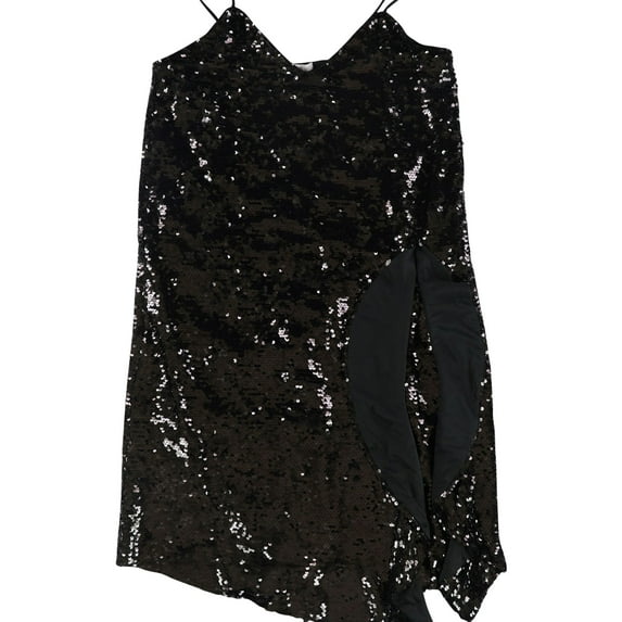 bar III Womens Sequined Slip Dress, Black, Small
