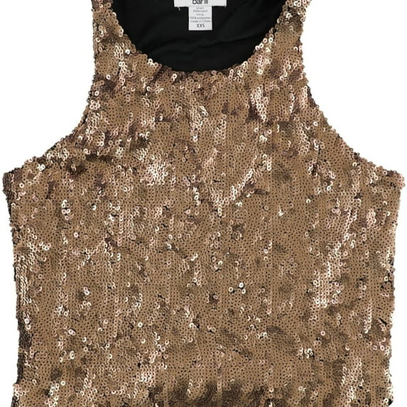 bar III Womens Sequined Tank Top, Metallic, XX-Small