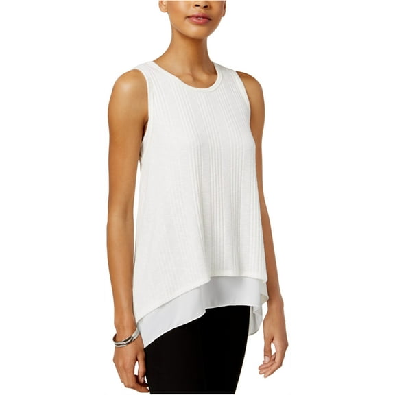 bar III Womens Sharkbite Hem Knit Blouse, White, Medium