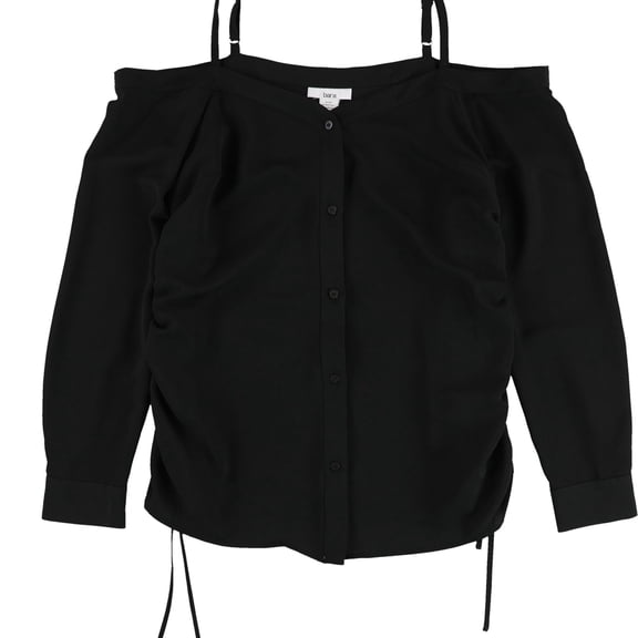 bar III Womens Side-Tie Button Up Shirt, Black, Small