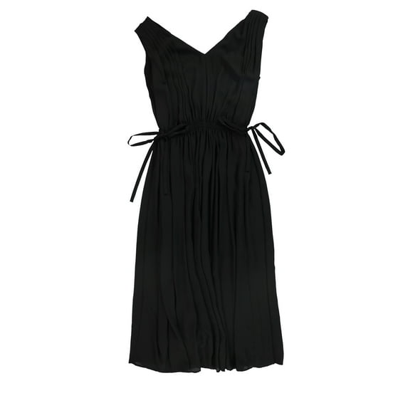 bar III Womens Sleeveless V-Neck Midi Empire A-line Dress, Black, Small