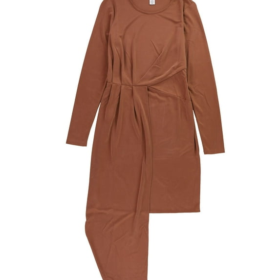 bar III Womens Solid Asymmetrical Dress, Brown, Small