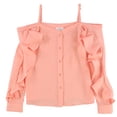 thumbnail image 1 of bar III Womens Solid Button Down Blouse, Pink, X-Small, 1 of 2