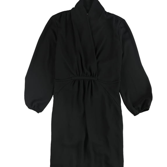 bar III Womens Solid Casual Surplice Dress, Black, Small