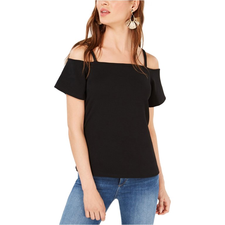 SHOWMALL Plus Size Tunic for Women Cold Shoulder Top Black Polka