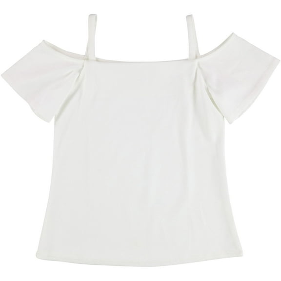 bar III Womens Solid Cold Shoulder Blouse, Off-White, XX-Small