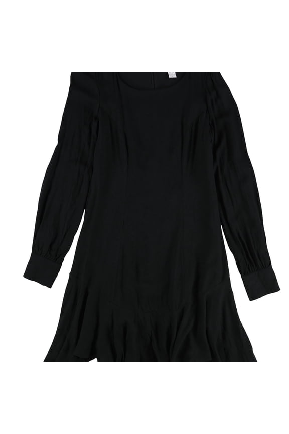 Womens Solid Fit & Flare Dress, Black, 8