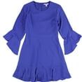 thumbnail image 1 of bar III Womens Solid Ruffled Dress, Blue, 12, 1 of 2