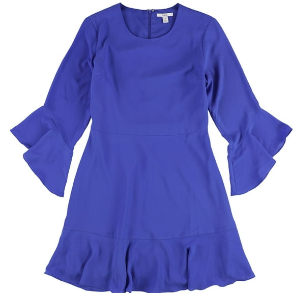 bar III Womens Solid Ruffled Dress, Blue, 12