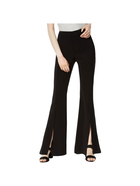 Womens Split-Front Casual Wide Leg Pants, Black, 8