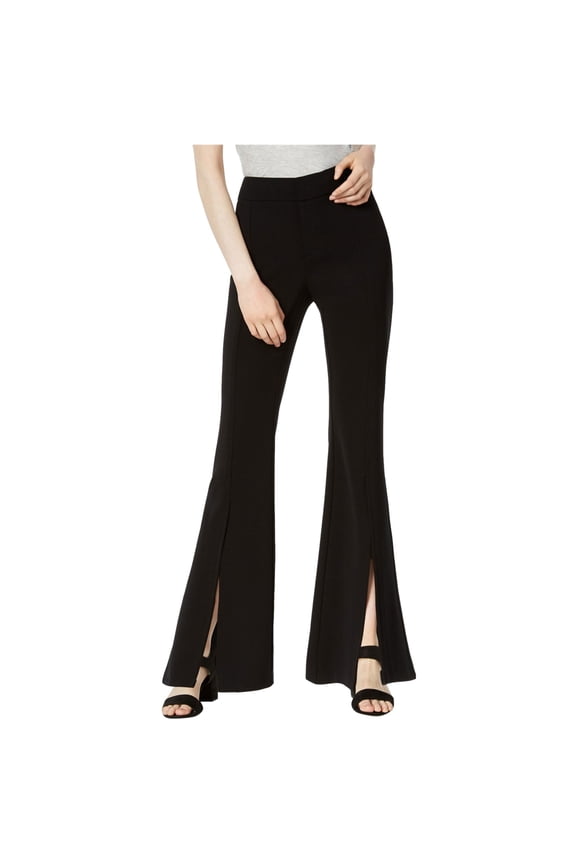 Womens Split-Front Casual Wide Leg Pants, Black, 8