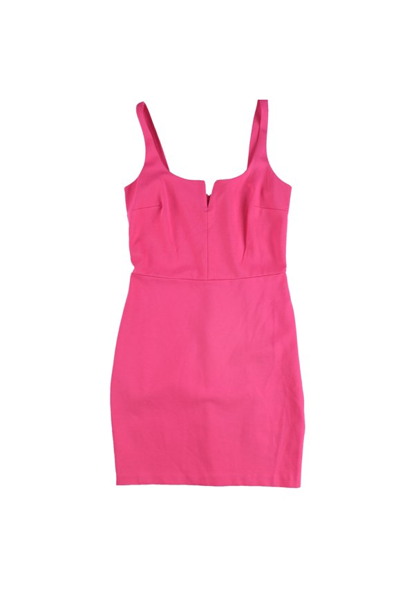 Womens Split Neck Bodycon Dress, Pink, Medium