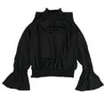 thumbnail image 1 of bar III Womens Split-Sleeve Shirred Knit Blouse, Black, X-Large, 1 of 2