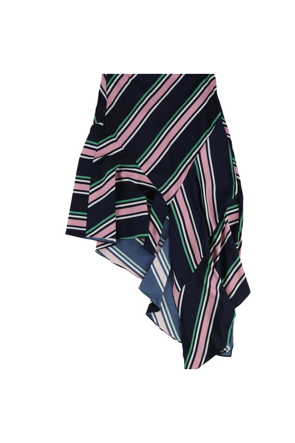 Womens Striped Asymmetrical Skirt, Multicoloured, 10