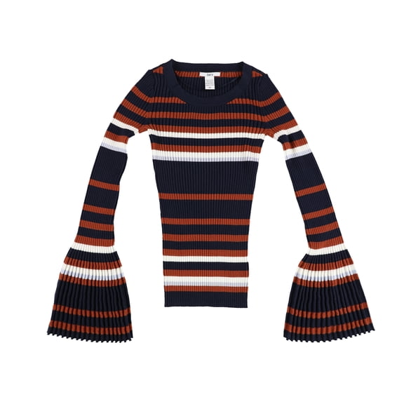 bar III Womens Striped Bell-Sleeve Pullover Sweater, Blue, X-Small