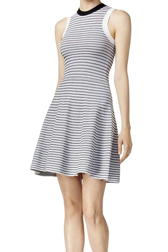 Womens Striped Fit Flare Midi Dress