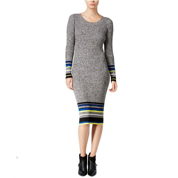 bar III Womens Striped Sweater Dress, Grey, X-Large