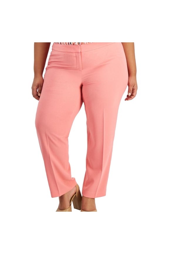Womens Textured Crepe Dress Pants, Pink, Plus Size, 14W