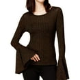 thumbnail image 1 of bar III Womens Textured Knit Blouse, Brown, XX-Small, 1 of 2