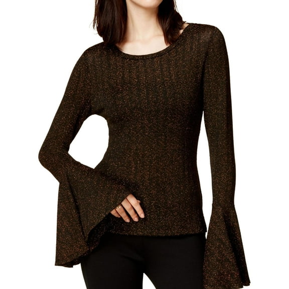 bar III Womens Textured Knit Blouse, Brown, XX-Small